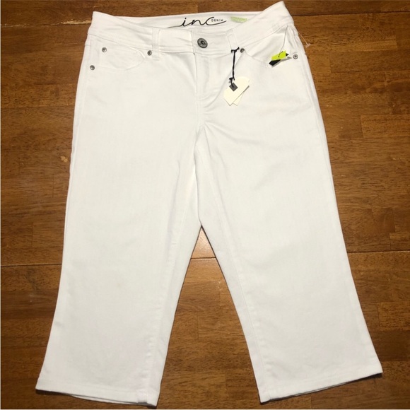 INC New With Partial Tags Womens Regular Fit Straight Leg Cropped Jeans White 2 - Picture 2 of 12